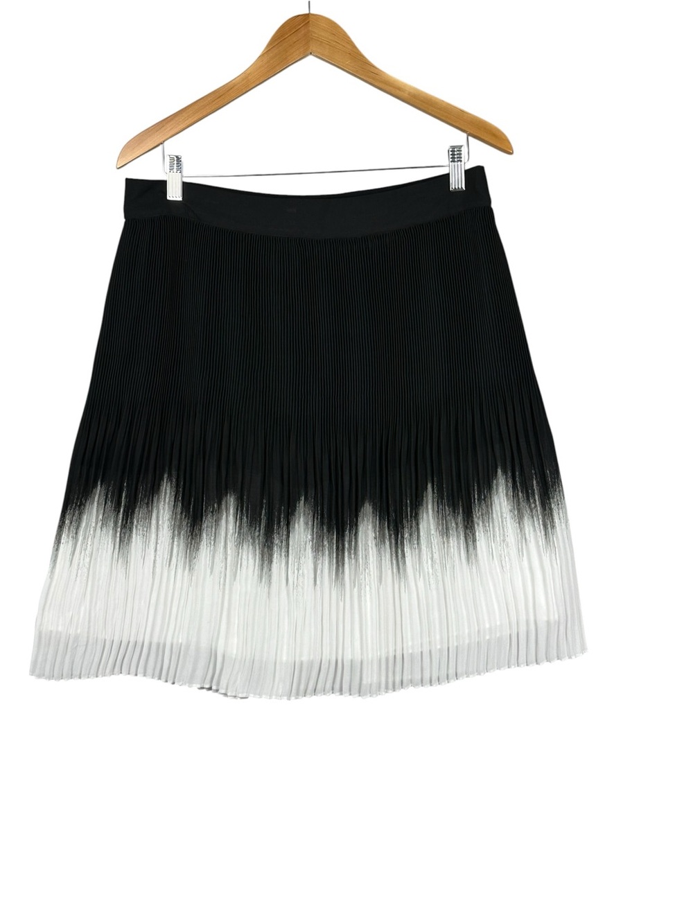 White House Black Market Ombre Pleated Midi Skirt Black White Sz 12